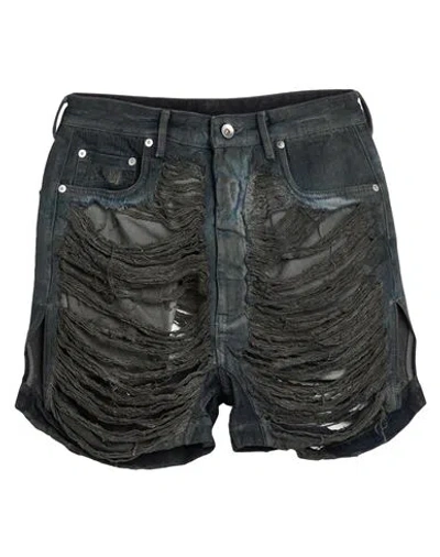 RICK OWENS DRKSHDW DRKSHDW BY RICK OWENS MAN DENIM SHORTS LEAD SIZE 33 COTTON