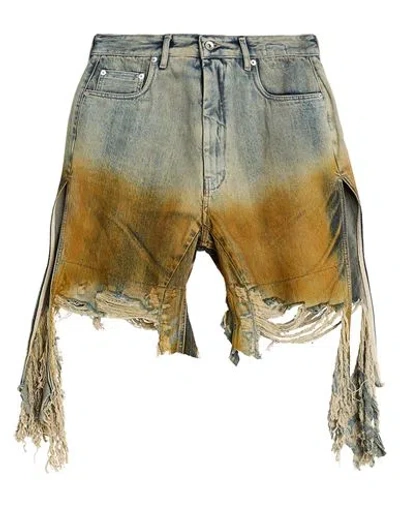 Rick Owens Drkshdw Ripped Distressed Denim Shorts In Blue