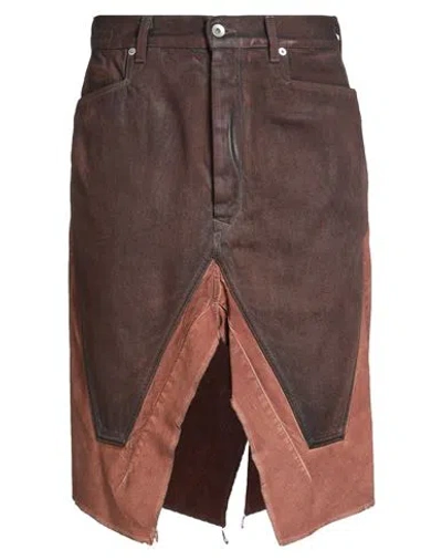 Rick Owens Drkshdw Drkshdw By Rick Owens Man Denim Skirt Chocolate Brown Size 31 Cotton, Elastomultiester