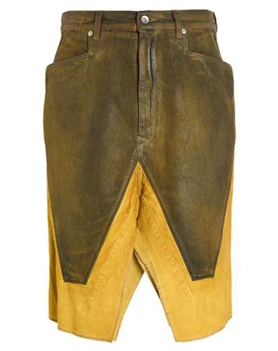 Rick Owens Drkshdw Drkshdw By Rick Owens Man Denim Skirt Military Green Size 31 Cotton, Elastomultiester In Yellow
