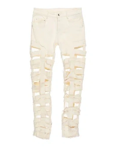 Rick Owens Drkshdw Drkshdw By Rick Owens Man Jeans Ivory Size 31 Cotton, Pbt - Polybutylene Terephthalate, Elastane In White