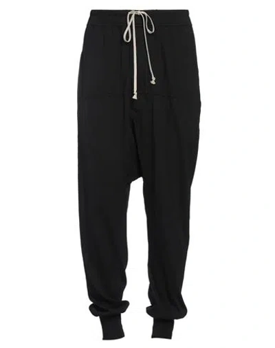 Rick Owens Drkshdw Creatch Wide-leg Cotton-blend Canvas Drawstring Cargo Trousers In Black