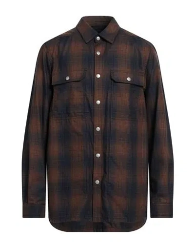 Rick Owens Drkshdw Checked Cotton Overshirt In Navy