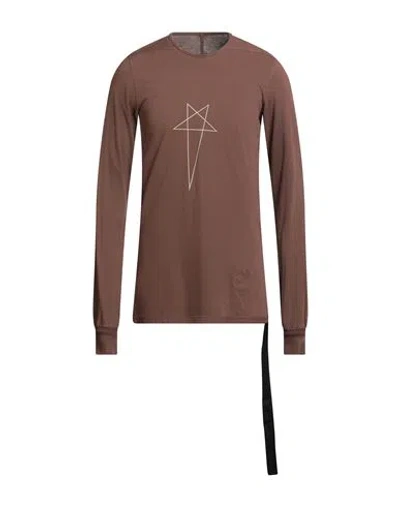 Rick Owens Drkshdw Drkshdw By Rick Owens Man T-shirt Chocolate Brown Size S Cotton
