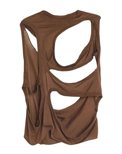 Rick Owens Drkshdw Drkshdw By Rick Owens Man Tank Top Brown Size S Cotton In Brown