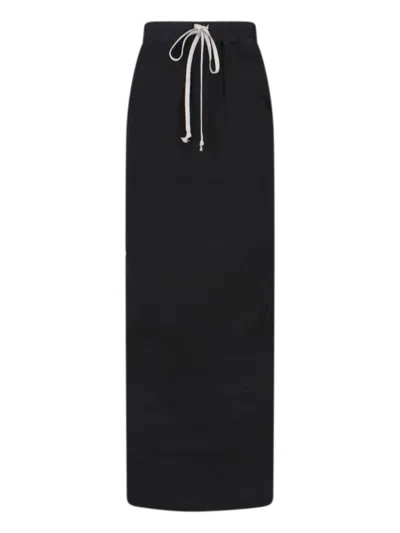 RICK OWENS DRKSHDW DRKSHDW BY RICK OWENS MAXI PENCIL SKIRT WITH DRAPED DETAIL – BLACK