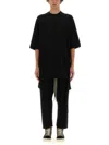 Rick Owens Drkshdw Drkshdw By Rick Owens Oversized Cotton T-shirt With Geometric Design And Relaxed Fit In Black