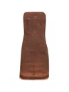 Rick Owens Drkshdw Drkshdw By Rick Owens Splintered Stretch Denim Bustier Dress In Brown