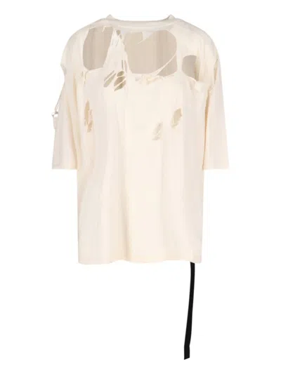 RICK OWENS DRKSHDW DRKSHDW BY RICK OWENS "TOMMY T" DESTROYED T-SHIRT – CREAM
