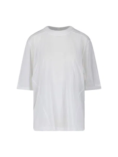 Rick Owens Drkshdw Drkshdw By Rick Owens "walrus" T-shirt With Side Tie – White