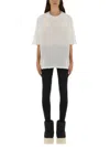 Rick Owens Drkshdw Asymmetrical-hem Organic Cotton Top In White