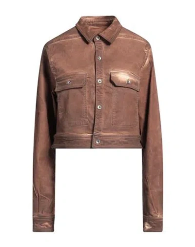 Rick Owens Drkshdw Drkshdw By Rick Owens Woman Denim Outerwear Brown Size L Cotton, Polyester, Rubber