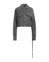 Rick Owens Drkshdw Drkshdw By Rick Owens Woman Denim Outerwear Lead Size S Cotton, Polyester, Rubber In Grey