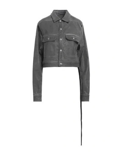 Rick Owens Drkshdw Drkshdw By Rick Owens Woman Denim Outerwear Lead Size S Cotton, Polyester, Rubber In Grey