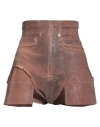 Rick Owens Drkshdw Drkshdw By Rick Owens Woman Denim Shorts Brick Size S Cotton, Polyester, Elastane In Brown
