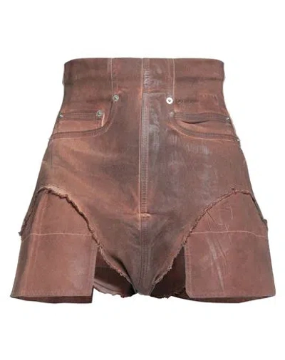 Rick Owens Drkshdw Drkshdw By Rick Owens Woman Denim Shorts Brick Size S Cotton, Polyester, Elastane In Brown