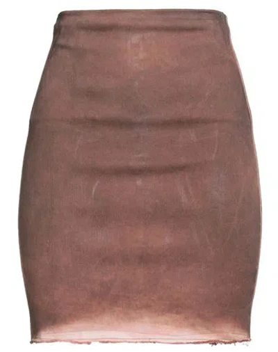 Rick Owens Drkshdw Drkshdw By Rick Owens Woman Denim Skirt Brick Size M Cotton, Polyester, Elastane In Brown