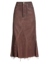 Rick Owens Drkshdw Drkshdw By Rick Owens Woman Denim Skirt Brick Size S Cotton, Elastomultiester, Natural Rubber In Brown