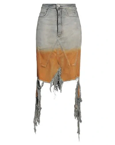 Rick Owens Drkshdw Drkshdw By Rick Owens Woman Denim Skirt Mustard Size 26 Cotton, Elastomultiester, Rubber In Yellow