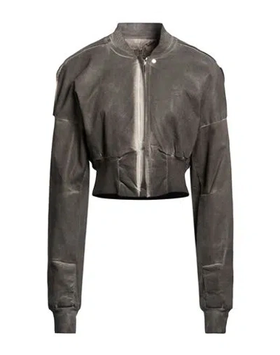 Rick Owens Drkshdw Drkshdw By Rick Owens Woman Jacket Dark Brown Size L Cotton, Polyester, Elastane In Gray