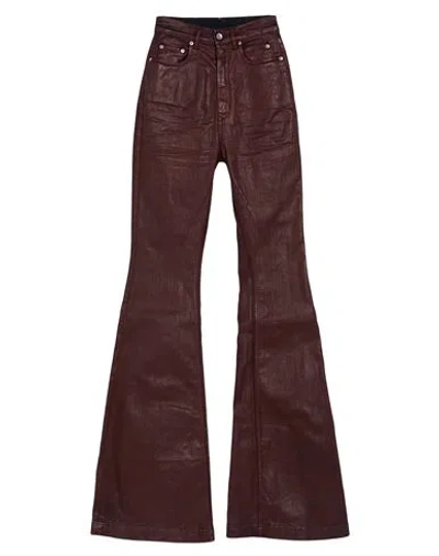 Rick Owens Drkshdw Drkshdw By Rick Owens Woman Jeans Brick Size 26 Cotton, Elastomultiester, Rubber In Red