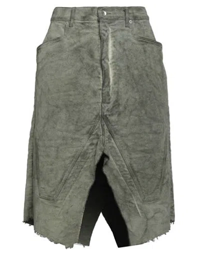 Rick Owens Drkshdw Drkshdw By Rick Owens Woman Midi Skirt Sage Green Size 27 Cotton In Gray