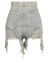 Rick Owens Drkshdw Drkshdw By Rick Owens Woman Denim Shorts Blue Size Xxl Cotton, Elastomultiester, Rubber In Blue
