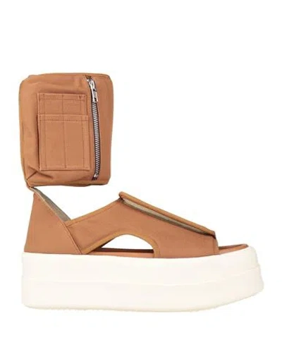 Rick Owens Drkshdw Drkshdw By Rick Owens Woman Sandals Tan Size 11 Textile Fibers In Orange