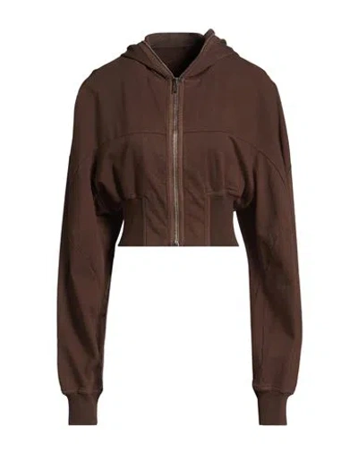 Rick Owens Drkshdw Drkshdw By Rick Owens Woman Sweatshirt Dark Brown Size S Cotton
