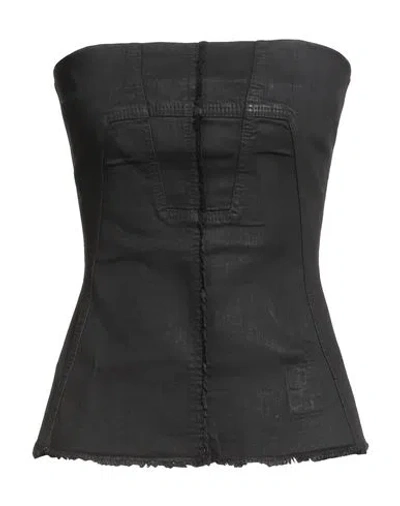 Rick Owens Drkshdw Drkshdw By Rick Owens Woman Top Black Size L Cotton, Elastomultiester, Rubber
