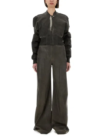Rick Owens Drkshdw Drkshdw Cropped Denim Bomber Jacket "flight Jkt" In Gray