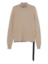 Rick Owens Drkshdw Drkshdw Mock-neck Frayed-hem Sweater In Neutral