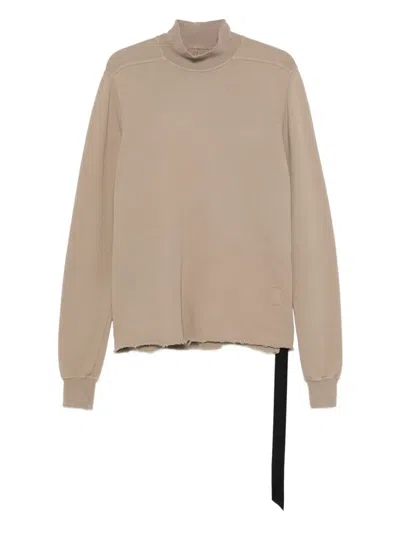 Rick Owens Drkshdw Drkshdw Mock-neck Frayed-hem Sweater In Neutral