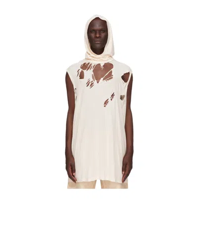Rick Owens Drkshdw Drkshdw Ss25 Hollywood Grace Hood In Natural Cotton Gauze Jersey In Pink