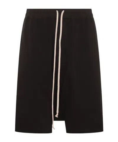 Rick Owens Drkshdw Cargo Pocket Bermuda Shorts Drawstring In Black