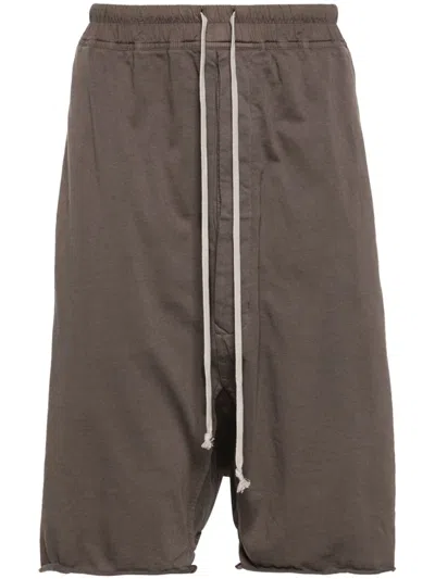 Rick Owens Drkshdw Drop-crotch Cotton Track Shorts In Neutrals