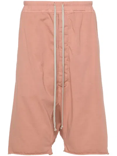 Rick Owens Drkshdw Drop-crotch Cotton Track Shorts In Pink