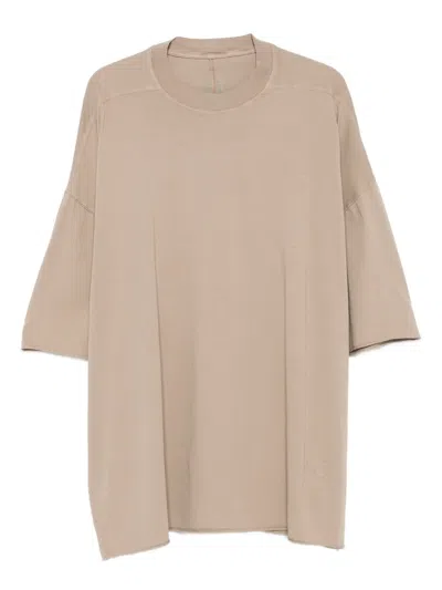 Rick Owens Drkshdw Dropped-hem Drawstring T-shirt In Brown