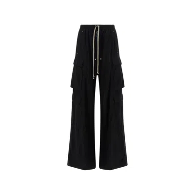 Rick Owens Drkshdw Dropped-crotch Wide-leg Cotton Cargo Pants In Black