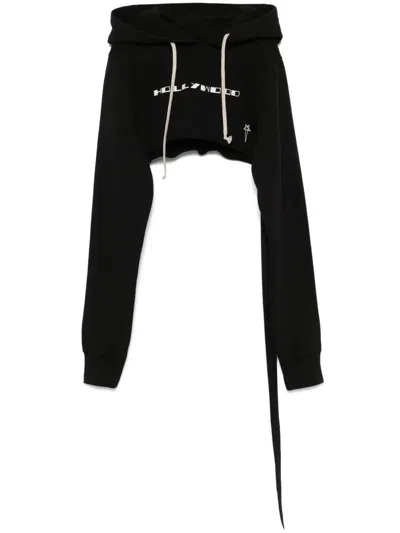 RICK OWENS DRKSHDW HOODIE CROPPED,DU01E3257.FEP5P 0911 BLACK MILK