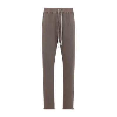 RICK OWENS DRKSHDW DUST GREY COTTON DRAWSTRING PANTS WITH RELAXED FIT
