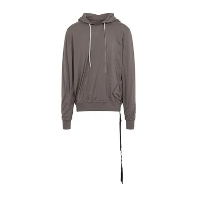 RICK OWENS DRKSHDW DUST GREY COTTON OVERSIZED HOODIE WITH ADJUSTABLE HOOD