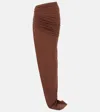Rick Owens Drkshdw Edfu Cotton Jersey Maxi Skirt In Orange