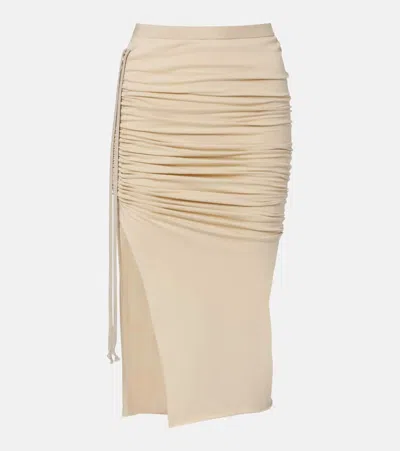 Rick Owens Drkshdw Edfu Cotton Jersey Midi Skirt In Neutral