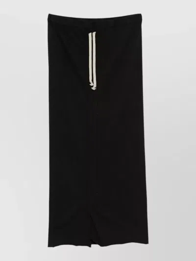 Rick Owens Drkshdw Cotton T-shirt Skirt With Side Slit And Elastic Waistband In Black