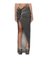 Rick Owens Drkshdw Gray Edfu Denim Maxi Skirt In Black