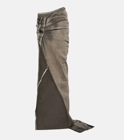 Rick Owens Drkshdw Edfu Denim Maxi Skirt In Grey