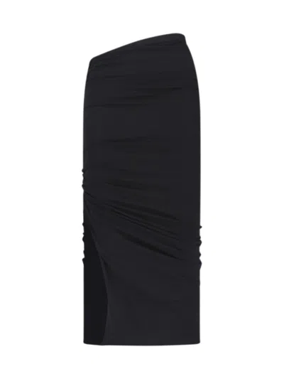 RICK OWENS DRKSHDW EDFU" DRAPED MIDI SKIRT - BLACK
