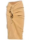 Rick Owens Drkshdw Edfu Gathered Denim Skirt In Brown