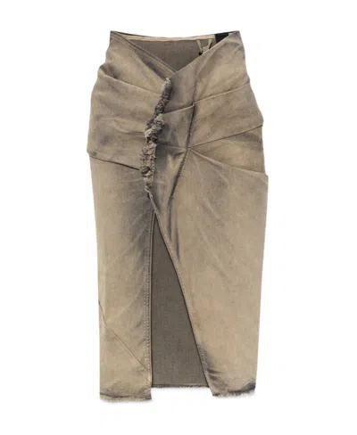 Rick Owens Drkshdw Edfu Front-slit Midi Skirt In Black